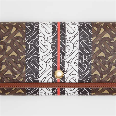 Monogram Stripe E Canvas Wallet With Strap In Bridle Brown Women