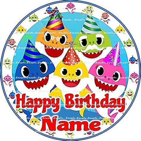 Baby Shark Round Personized Edible Image Birthday Cake Topper Premium