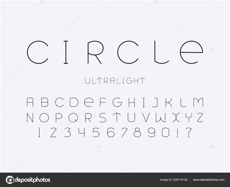 Circle Ultralight Fuente Alfabeto Vectorial Stock Vector By