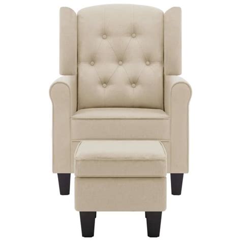 Dba Fauteuil Avec Repose Pied Cr Me Tissu Cdiscount Maison