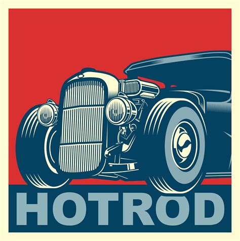 Blue and red hot rod poster 1047426 Vector Art at Vecteezy