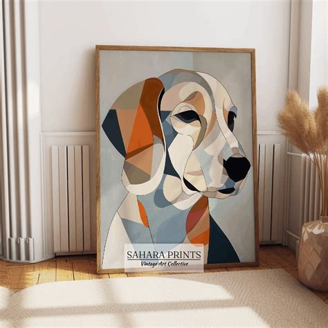 Modern Abstract Dog Art Print Colourful Wall Decor Multicolour Pet