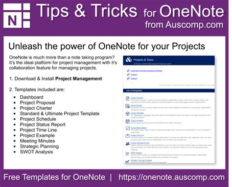 Ricks Templates For OneNote By Auscomp Ms Project Notes Project