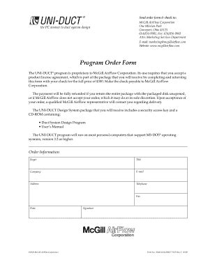 Fillable Online Program Order Form McGill AirFlow Fax Email Print