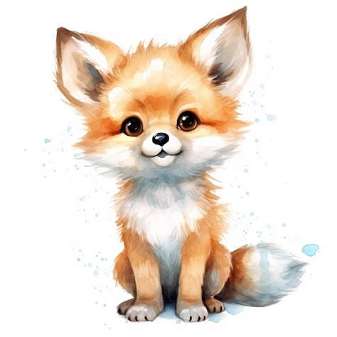 Premium AI Image | A watercolor painting of a fox sitting on a white ...