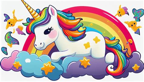 Dibujos Animados De Unicornio Arcoiris