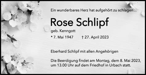 Traueranzeigen Von Rose Schlipf Stuttgart Gedenkt De