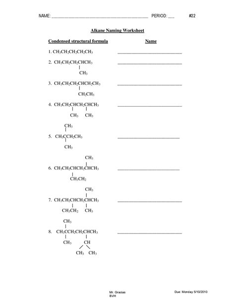 Worksheet Naming Alkenes Alkynes Exercises Organic Chemistry