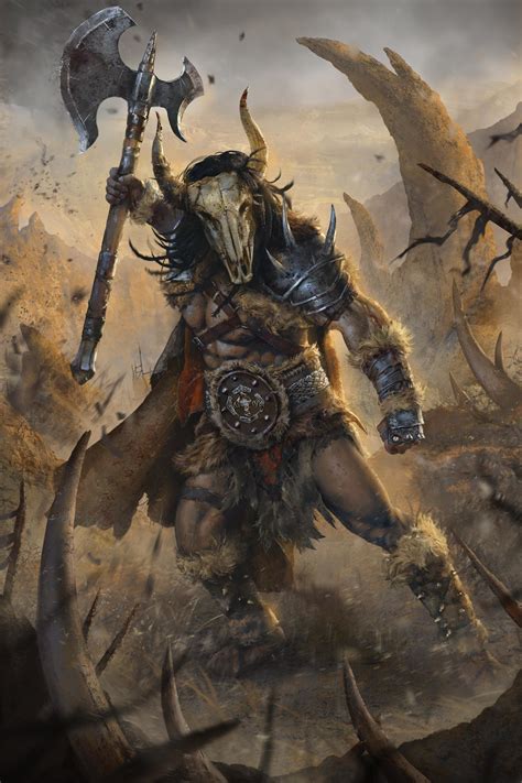 Kor, Taker of Widows - Barbarian by Pedro Silva [ART] : DnD