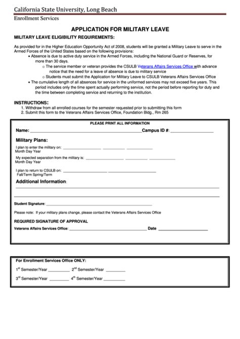 Leave Form Fillable Printable Forms Free Online