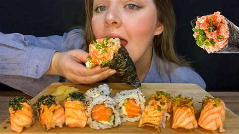 Sushi Niguiri E Temaki De Salm O Mukbang Brasil Camile Asmr Youtube