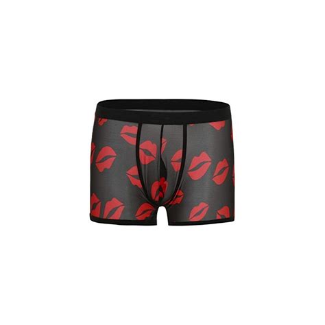 Biancheria Intima Da Uomo Slip Boxer Trasparente Sexy Lingerie Stampa Labbra Confortevole