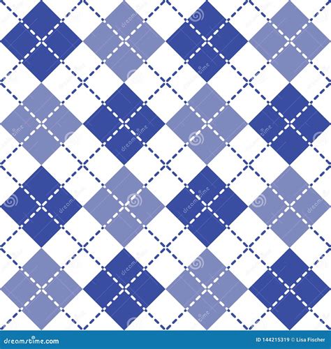 Dashed Argyle Pattern In Blue And White Stock Vector Illustration Of