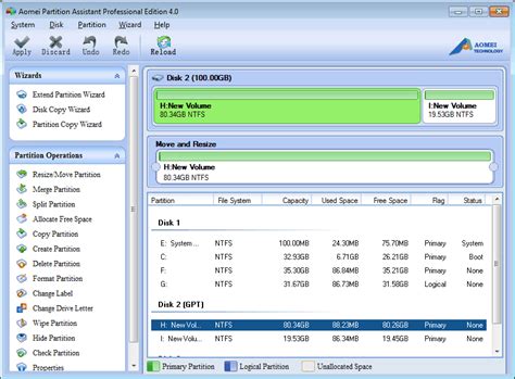 Resize Gpt Disk Partition By Newly Aomei Partition Assistant