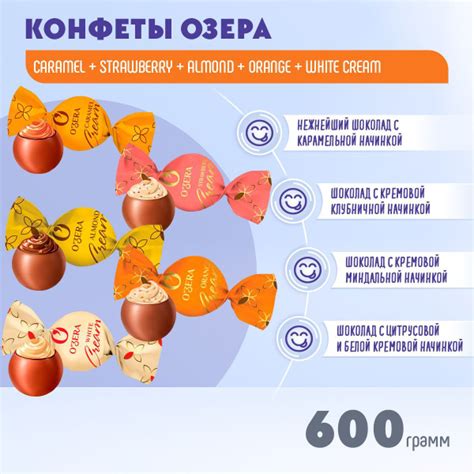 Конфеты Озера шоколадные Микс: Almond + Orange + White cream ...
