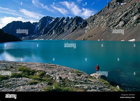 Kyrgyzstan, Karakol. Ala Kul Lake, a high altitude lake (3,523 m). This ...