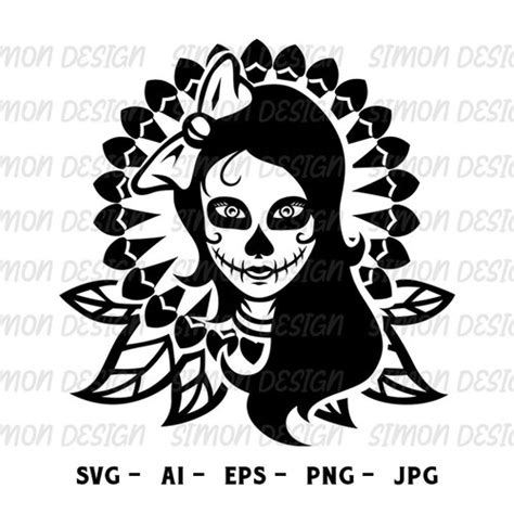 Sugar Skull Girl Layered Svg Cutting Files Woman Calavera Etsy