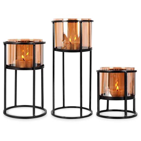 Świecznik na świeczki tealight metalowy czarny zestaw 3 szt Sklep