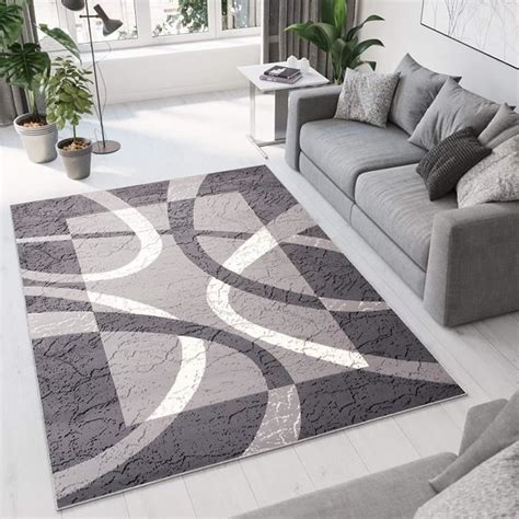 TAPISO eam Tapis de Salon Chambre Design Moderne Gris Crème Abstrait