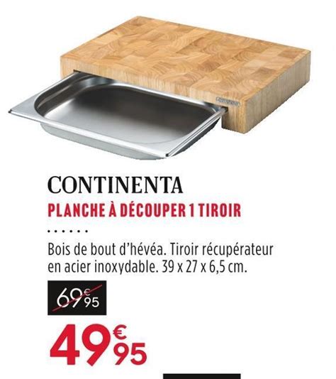 Promo Continenta planche à découper 1 tiroir chez Culinarion