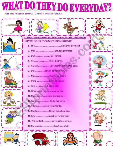 WHAT DO THEY DO EVERY DAY ESL Worksheet By ALI ALI