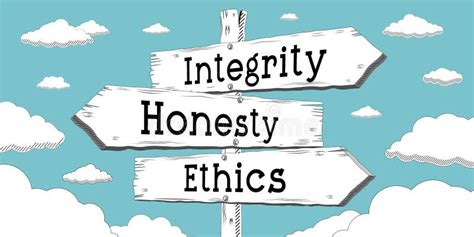 Integrity Honesty Ethics Outline Signpost With Three Arrows Stock