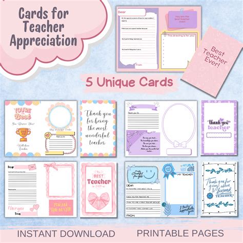 Teacher Appreciation Cards - Templates and Printables