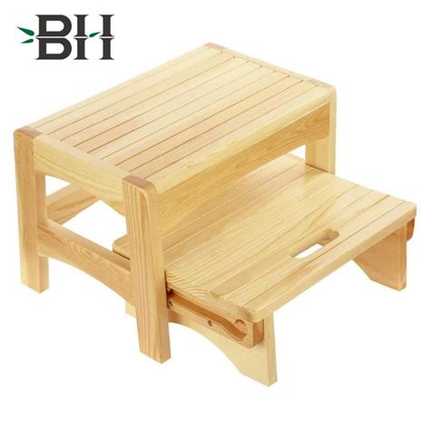 Handcrafted 100% Solid Bamboo Bed Step Stool-Foot Stool Kitchen Stools Bed Steps Small Step ...