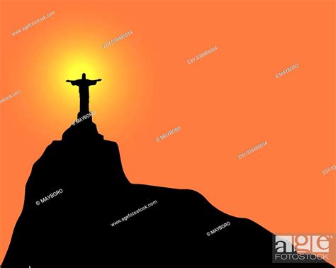 Silhouette Of A Statue To Jesus Christ In Rio De Janeiro Brazil On An