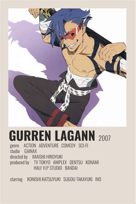 Gurren Lagann Minimalist Poster Romantic Anime Anime Titles Gurren