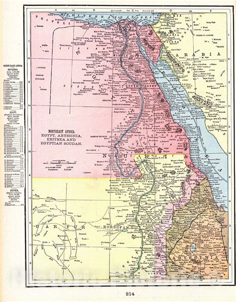 Historic Map 1898 Northeast Africa Egypt Abyssinia Eritrea And