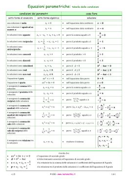 Equazioni Parametriche Tabella Delle Condizioni