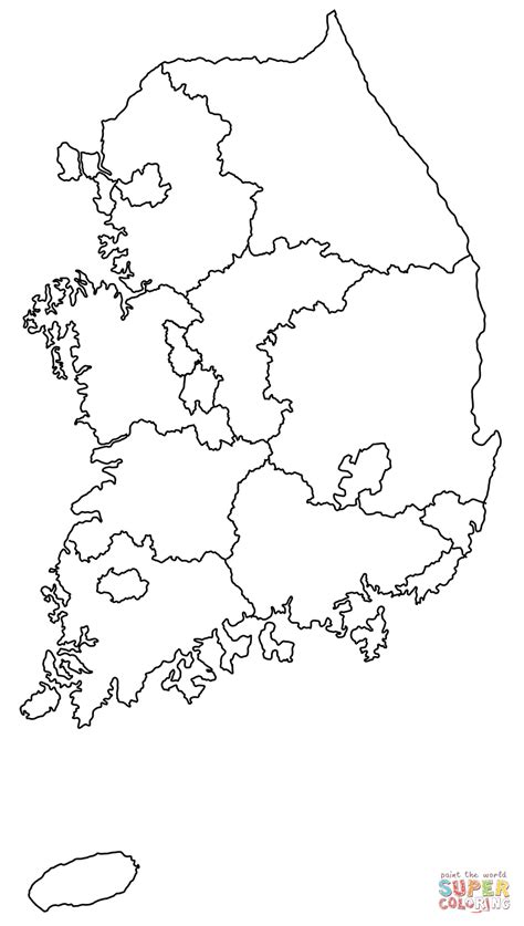 Outline Map Of South Korea With Regions Coloring Page Free Printable