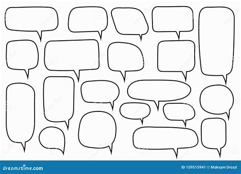 Vector Bubbles Speech Set Hand Drawn Bubbles Speech Set Doodle Style