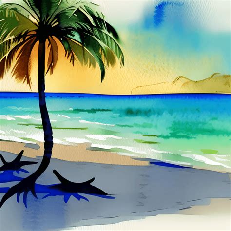 Watercolor Beach Scene · Creative Fabrica