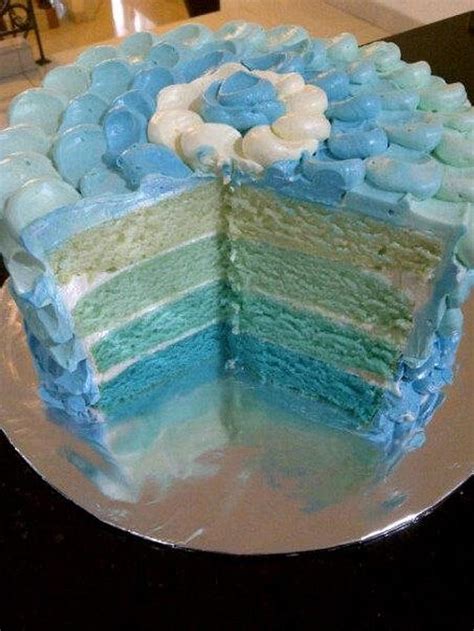 Blue Ombre Cake Decorated Cake By Thia Caradonna Cakesdecor