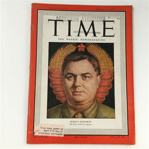 Time Magazine March 20 1950 Vol 55 12 Georgy Malenkov Of Soviet Union