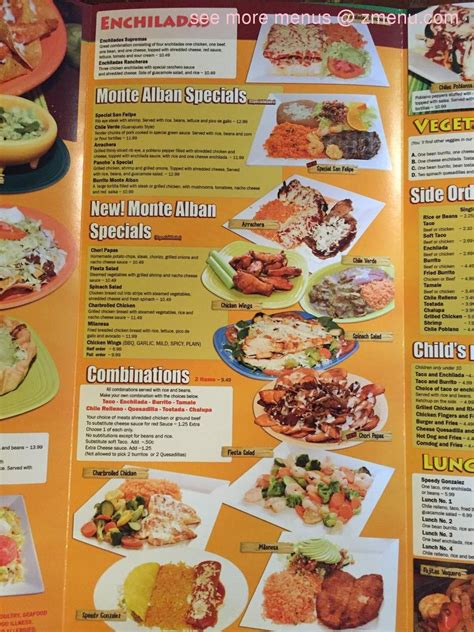 Menu at Monte Alban Mexican Restaurant, Andrews