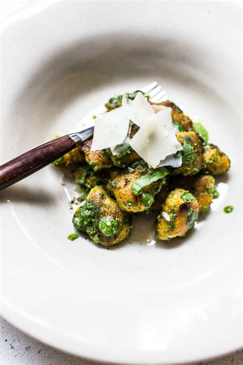 Sweet Potato Gnocchi With Wild Garlic And Sage Pesto Izy Hossack Top With Cinnamon Recipe