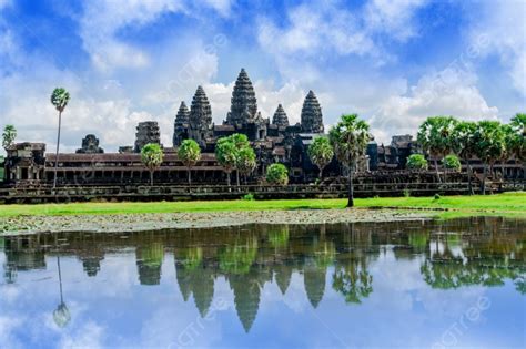 Background Candi Angkor Wat Siem Reap Arsitektur Kuno Kamboja Foto Dan ...