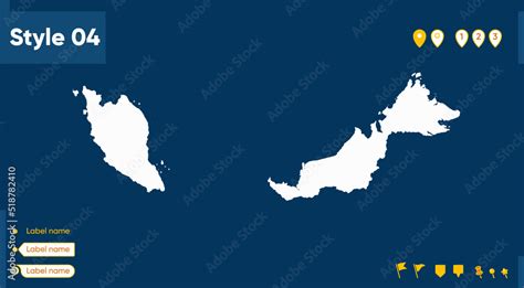 Malaysia - map isolated on blue background. Outline map. Vector map ...