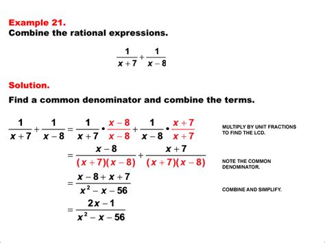 Math Example Rational Concepts Rational Expressions Example 21