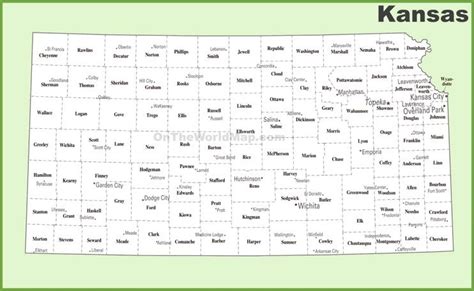 Kansas county map Rawlins, Atchison, County Map, Leavenworth, Topeka ...