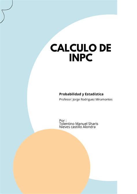 Actividad 10 Calculo INPC Probabilidad y Estadística Studocu