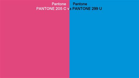 Pantone 205 C Vs Pantone 299 U Side By Side Comparison