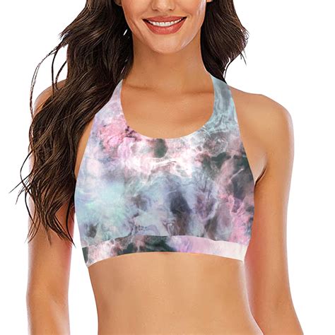 Colorful Electric Marbling Crop Bikini Top Model S Id D