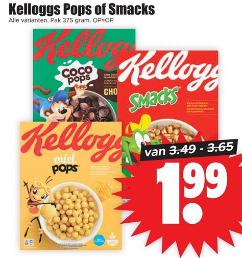 Kelloggs Pops Of Smacks Alle Varianten Pak Gram Aanbieding Bij Dirk