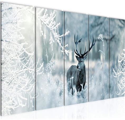 Tableau Decoration Murale Cerf Dhiver 150 X 60 Cm Xxl Impression Sur