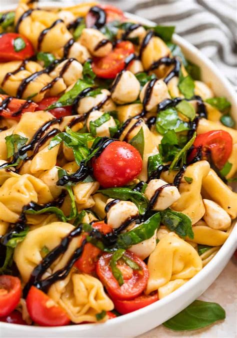 Easy Tortellini Caprese Pasta Salad With Balsamic Glaze Lemons And Zest