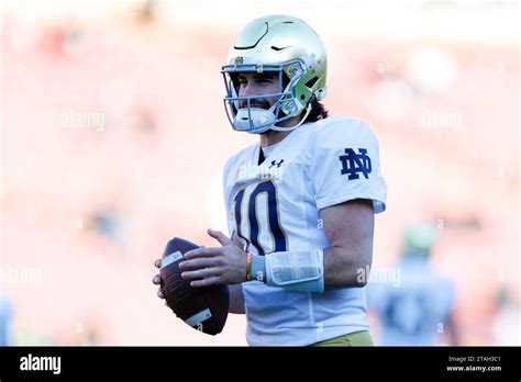 Notre Dame Fighting Irish Quarterback Sam Hartman 10 Warms Up Prior